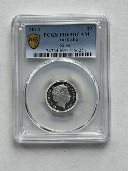 Australia 2014 Fine 999 Silver $2 Two Dollars PCGS Graded PR69DCAM Coin Rare