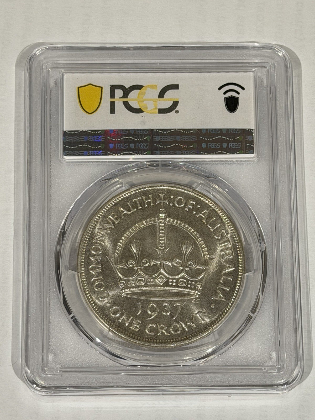 Australia 1937 Crown 5/- Five Shillings PCGS Graded MS63 Large Silver Coin