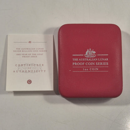 2003 Australia Perth Mint Lunar Goat 1oz $1 Series I Silver Proof coin