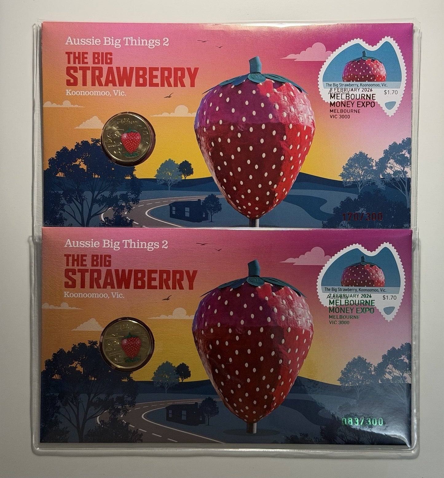 Anda Melbourne Money Expo Strawberry PNCs Day 1 & 2 numbers 83/300 and 170/300