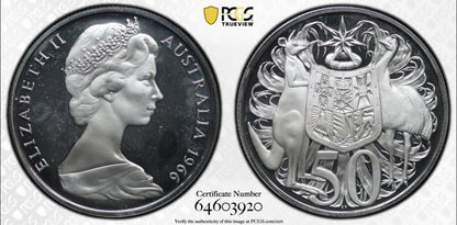 Australia 1966 50c Fifty Cents Silver Proof PCGS Graded PR68DCAM FDC