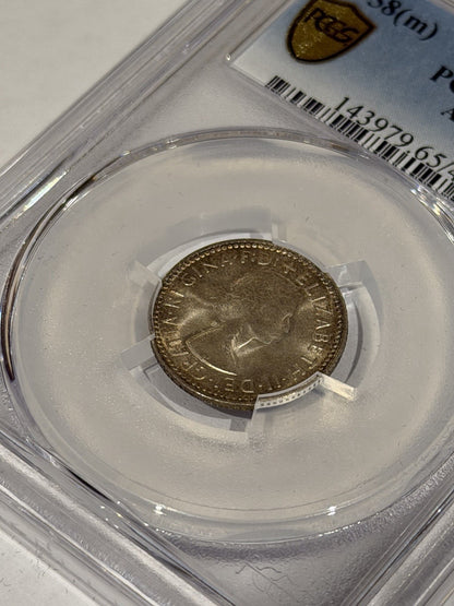 Australia 1958(m) Sixpence 6d PCGS Graded MS65 UNC Silver Coin