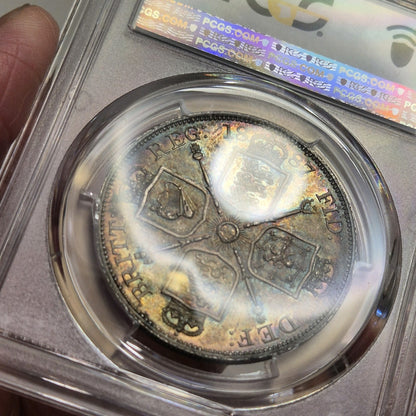 GB UK Silver Coin 1887 Victoria Double Florin PCGS MS63 Choice Unc Toned