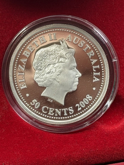 2008 (2009) Australia Perth Mint Lunar Ox 1/2oz $1 Series I Silver Proof Coin