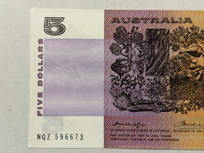 1x 1976 Australian Paper $5 Five Dollar Note Gothic Knight/ Wheeler from Bundle
