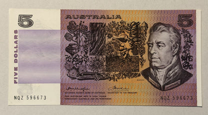 1x 1976 Australian Paper $5 Five Dollar Note Gothic Knight/ Wheeler from Bundle