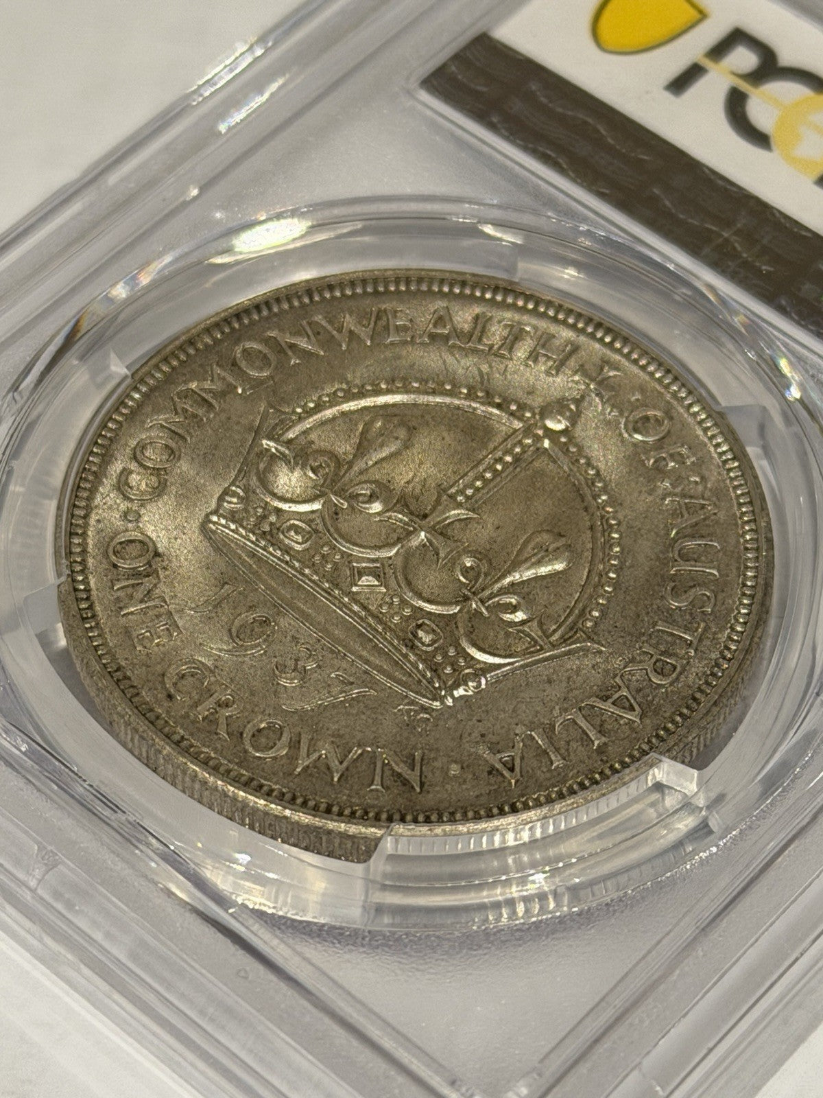 Australia 1937 Crown 5/- Five Shillings PCGS Graded MS63 Large Silver Coin
