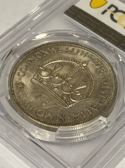 Australia 1937 Crown 5/- Five Shillings PCGS Graded MS63 Large Silver Coin
