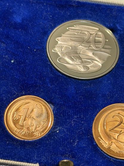 Australia 1966 Round Fifty Cents 50c Proof Set In Blue Case First Year Issue