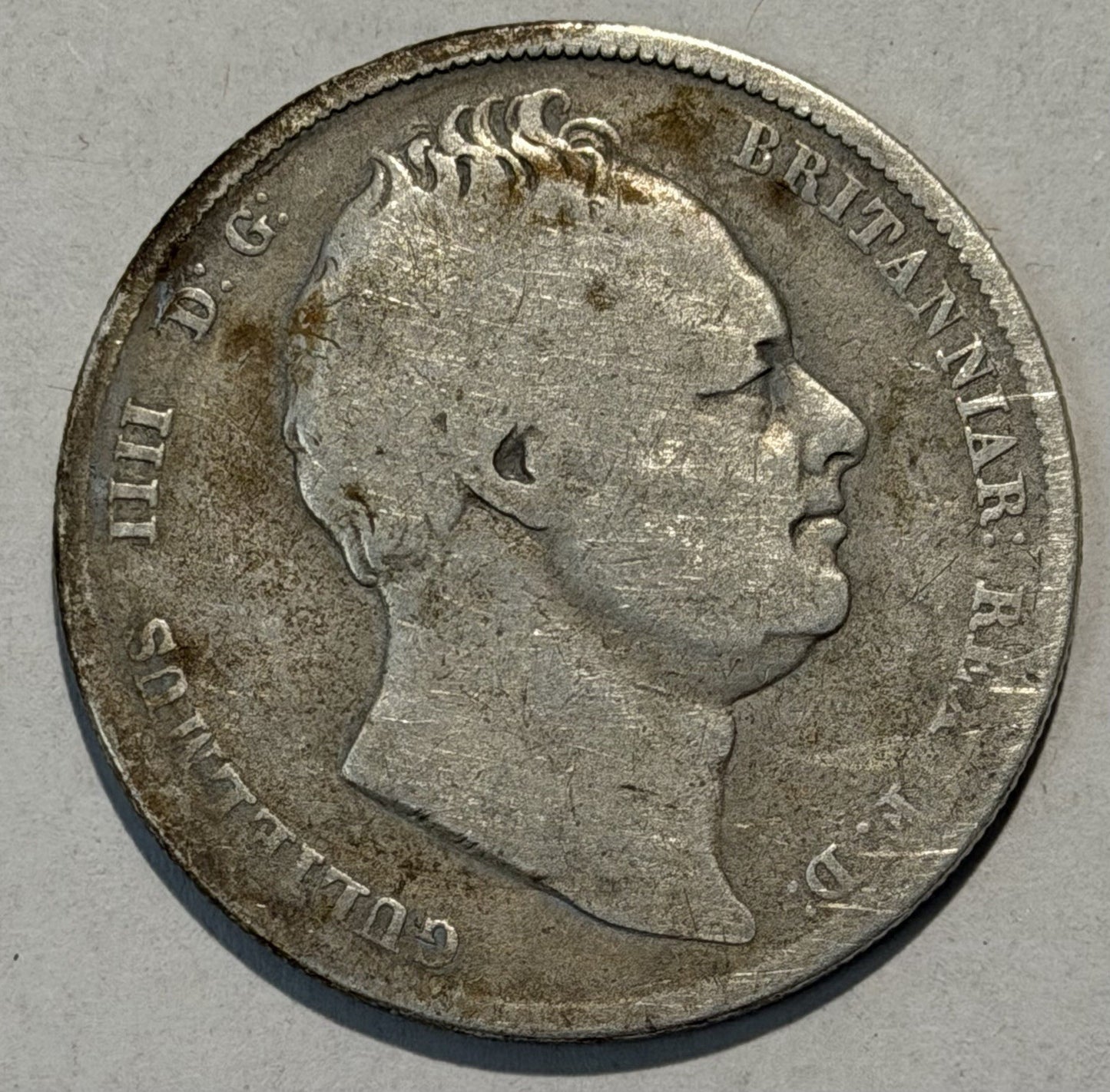 United Kingdom UK 1834 Half Crown 2/6 William IV Fine Silver Coin