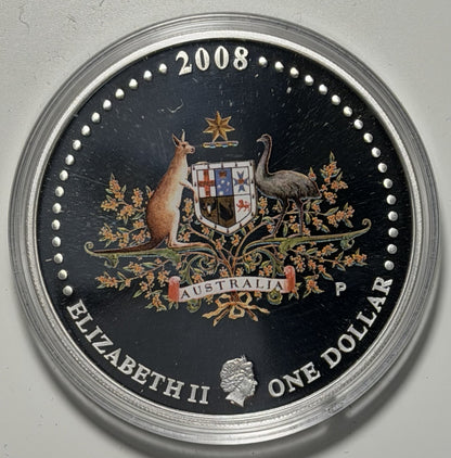 Australia 1908-2008 Commonwealth Coat of Arms Anni. $1 1oz 999 Silver Proof Coin