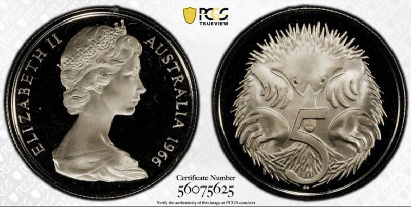 Australia 1966 5c Five Cents PCGS Graded PR69DCAM Proof Coin