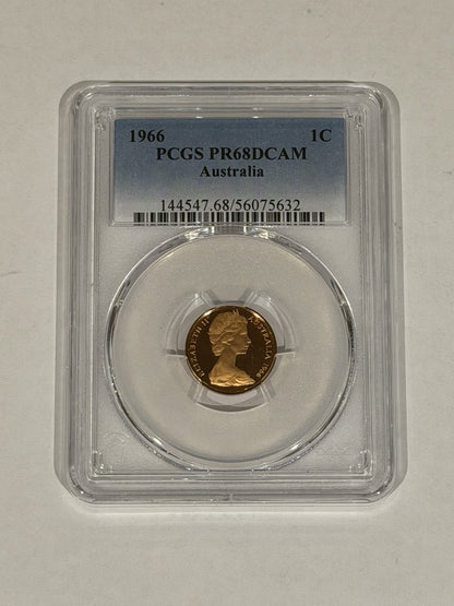 Australia 1966 1c One Cent PCGS Graded PR68DCAM Proof Coin
