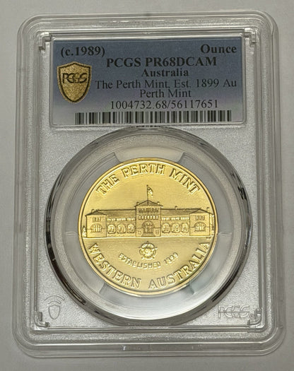 Western Australia Perth Mint Vintage 1oz 999 Fine Gold Piece PCGS PR68DCAM Medal