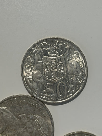 Australia 1966 Round 50c Fifty Cent Coin 80% Silver Circulated Condition Scarce