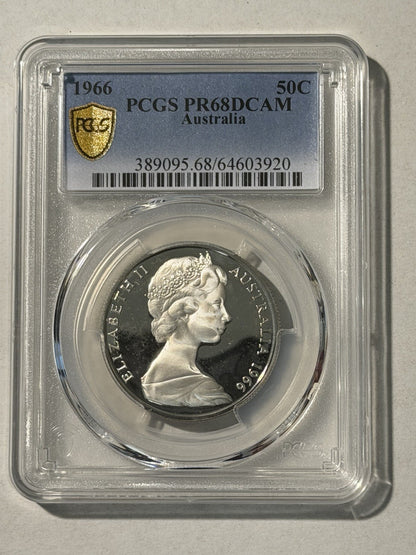 Australia 1966 50c Fifty Cents Silver Proof PCGS Graded PR68DCAM FDC