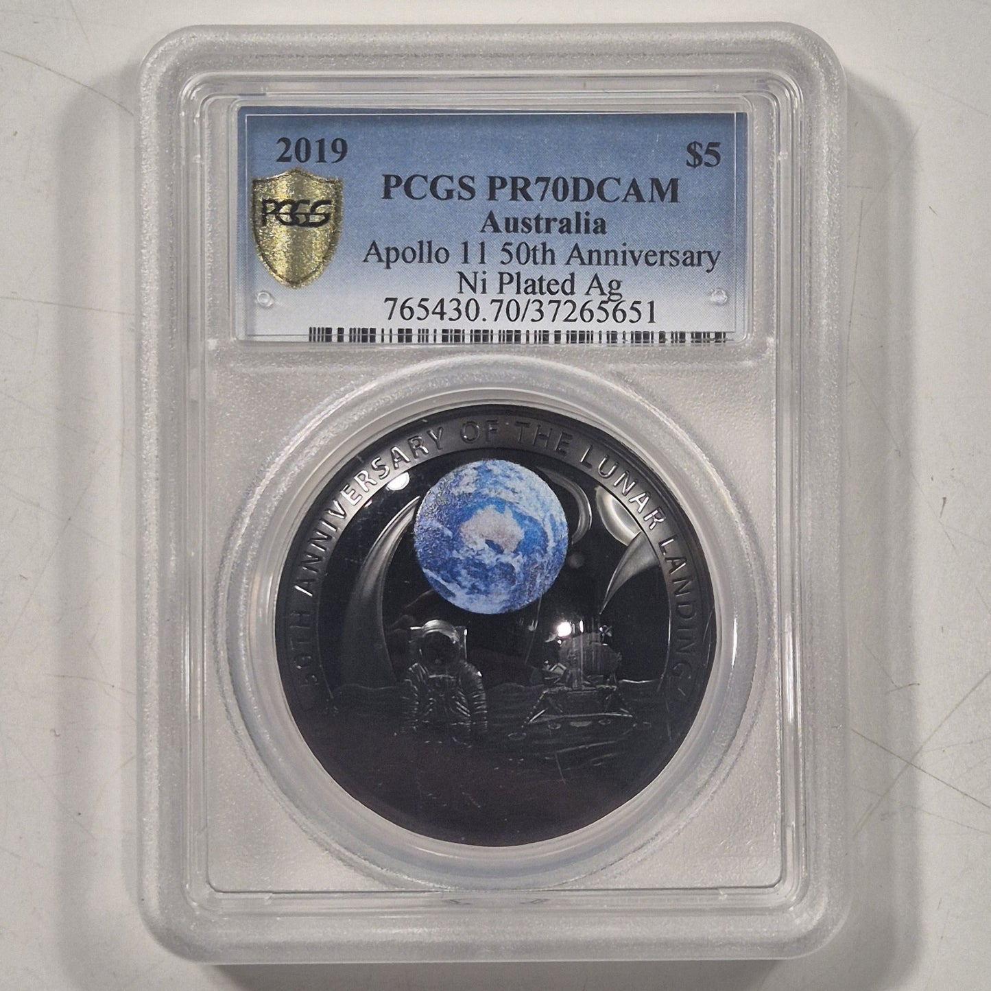 Australia 2019 $5 50th Moon Landing Silver 1oz Domed Proof Coin PCGS PR70DCAM