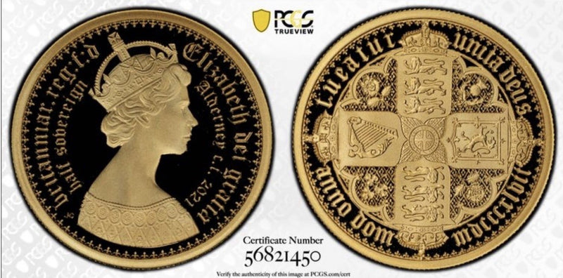 United Kingdom UK 2021 Gothic Half Sovereign PCGS Graded PR70DCAM 499 Mintage