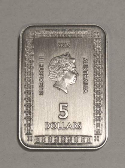 Australia 2015 $5 800th Anniversary Magna Carta 1oz 999 Fine Silver Rectangular