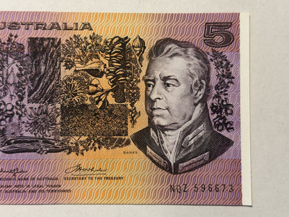 1x 1976 Australian Paper $5 Five Dollar Note Gothic Knight/ Wheeler from Bundle