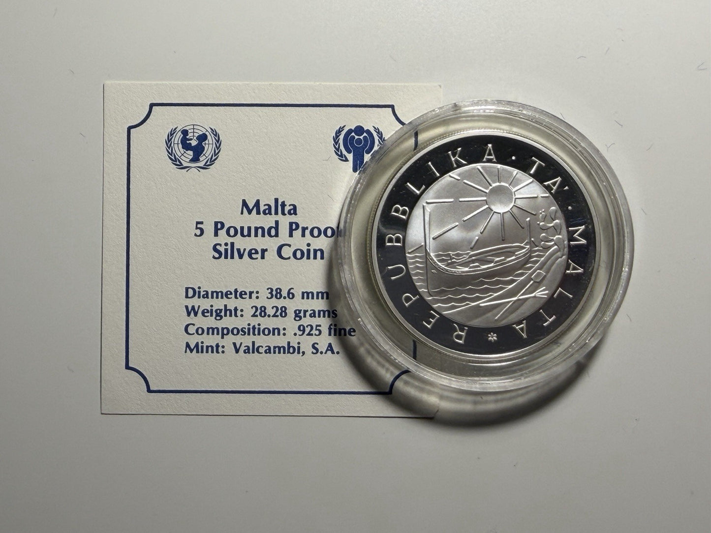 Malta 1981 5 Five Liri Year of the Child Silver Proof Coin