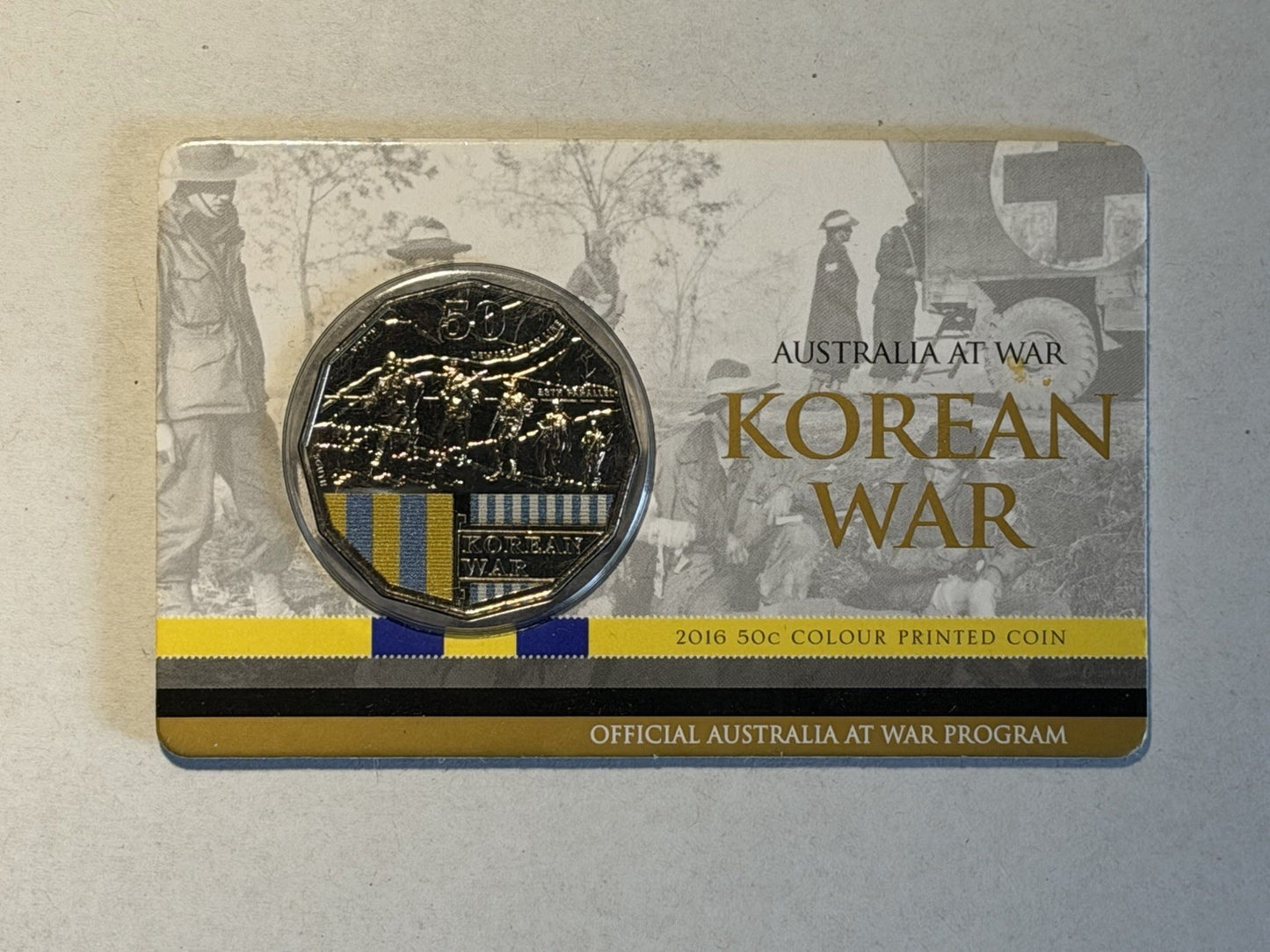 Australia At War 2016 50c Fifty Cents Korean War UNC Coloured Carded Coin