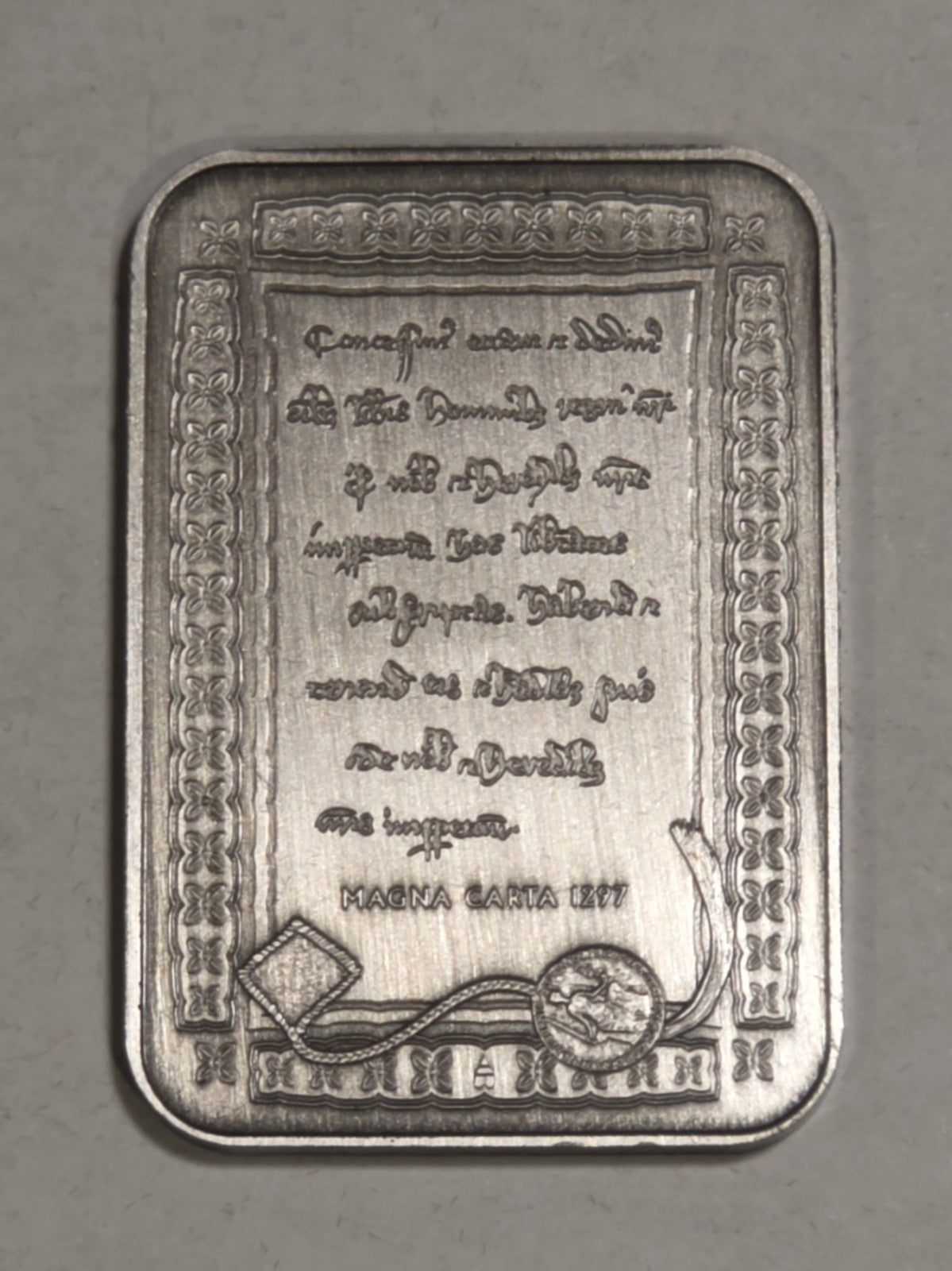 Australia 2015 $5 800th Anniversary Magna Carta 1oz 999 Fine Silver Rectangular