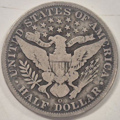 USA 1892-O Barber Half Dollar 50c Key Date aFine