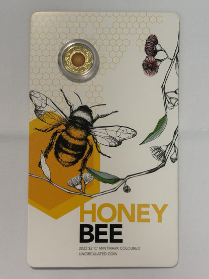 Australia 2022 $2 Two dollars Honey Bee C Mint Mark UNC Coin RAM Card