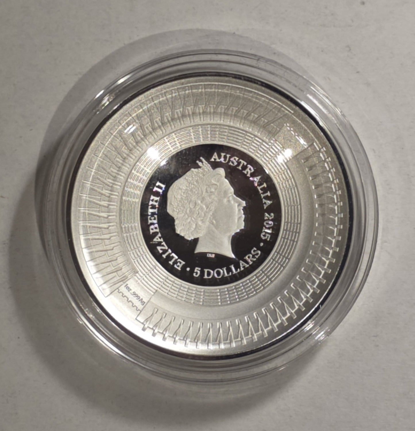 Australia 2015 $5 ICC Cricket World Cup Aus & NZ 1oz Silver Proof Domed Coin
