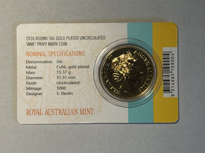 Australia 2016 Round 50c Gold-plated 50th Anniversary of Decimal Currency Card