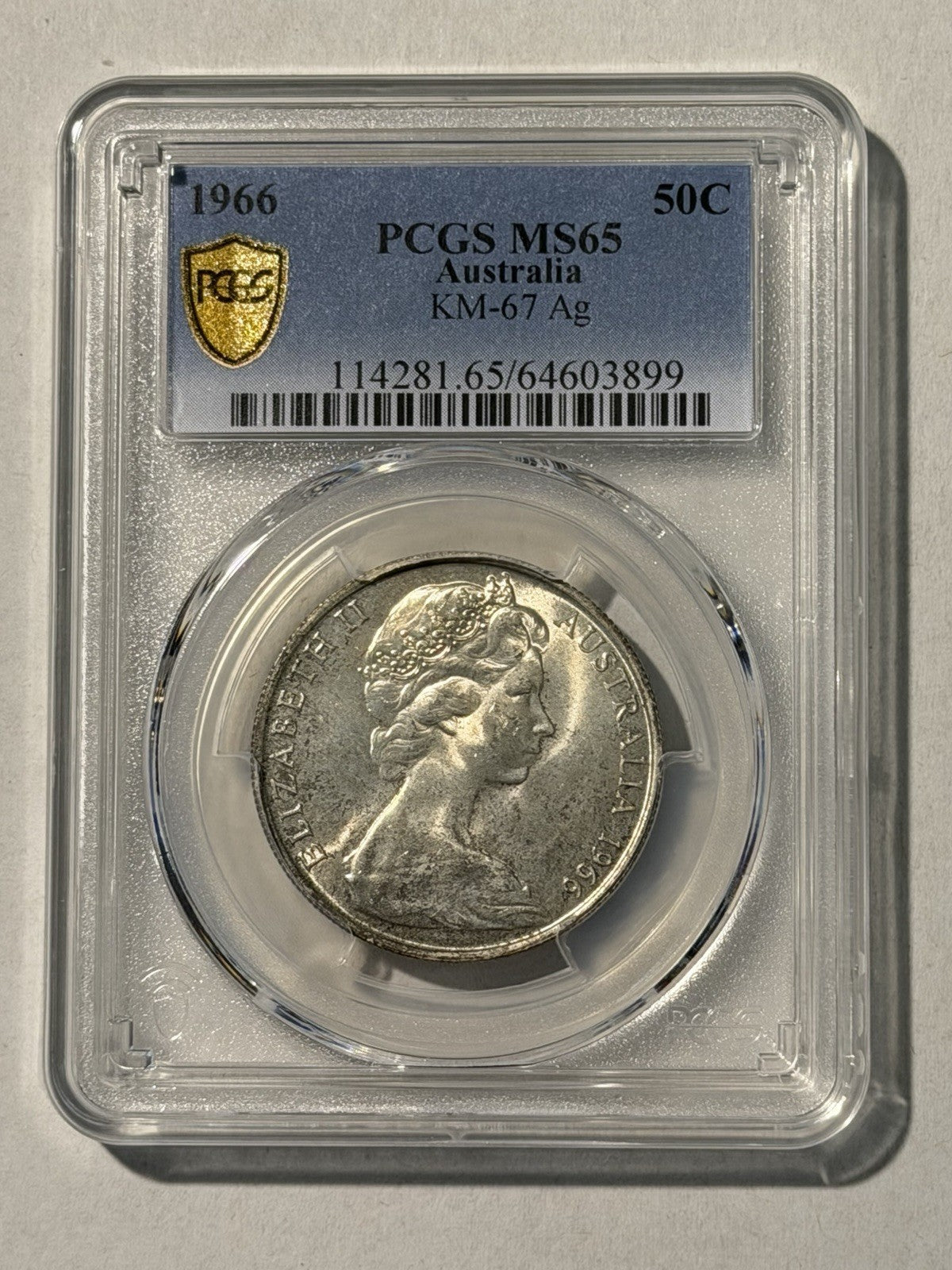 Australia 1966 Round 50c Fifty Cent PCGS Graded MS65 GEM 80% Silver Coin