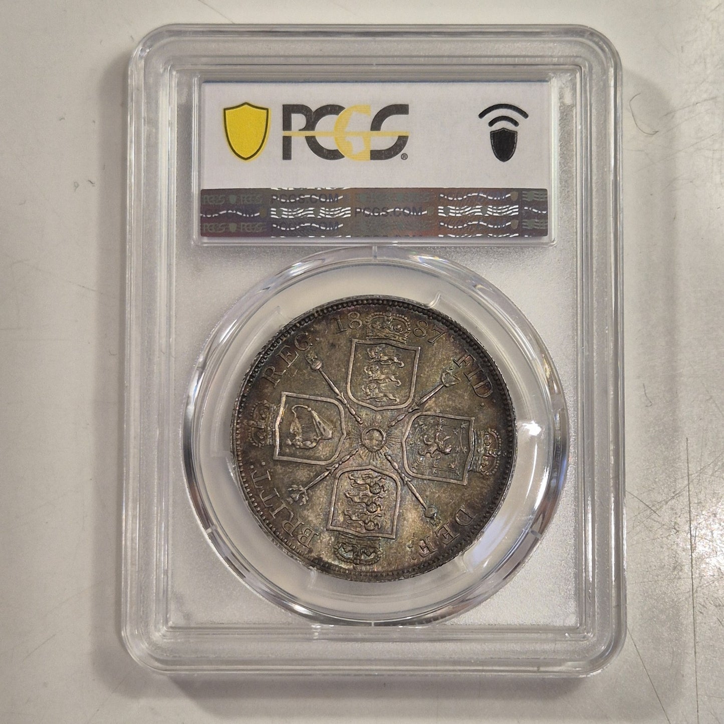 GB UK Silver Coin 1887 Victoria Double Florin PCGS MS63 Choice Unc Toned