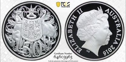 Australia 2016 Round 50c Fifty Cents Fine Silver Proof PCGS Graded PR70DCAM FDC