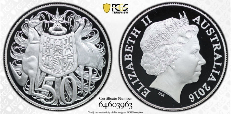 Australia 2016 Round 50c Fifty Cents Fine Silver Proof PCGS Graded PR70DCAM FDC