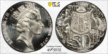 Australia 1996 50c Fifty Cents Error Struck On Thai Temple Planchet PCGS MS67