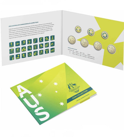 Australia 2022 AUS Commonwealth Games Team $1 & $2 7 Coin Collection UNC Folder