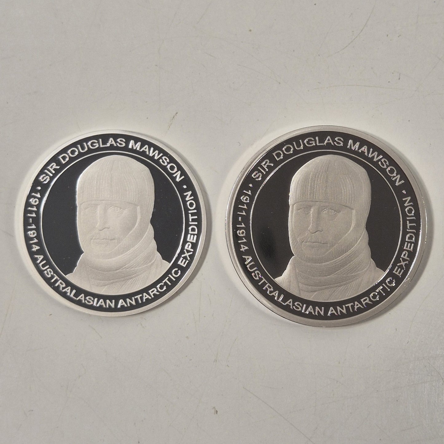 Australasian Antarctic Expedition Centenary Medallion Pair Sir Douglas Mawson