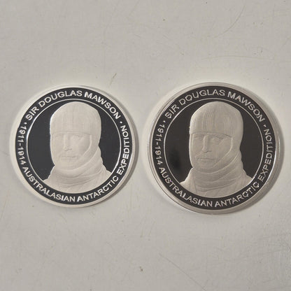Australasian Antarctic Expedition Centenary Medallion Pair Sir Douglas Mawson
