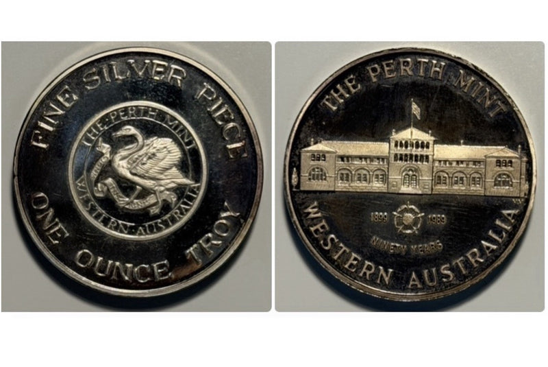 Australia 1899-1989 90th Anni. of Perth Mint 1oz 999 Silver Vintage Medallion