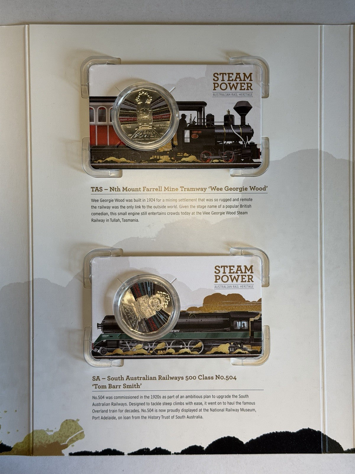 Australia 2022 50c Fifty Cents Stream Power Rail Heritage RAM Set 7x Coins