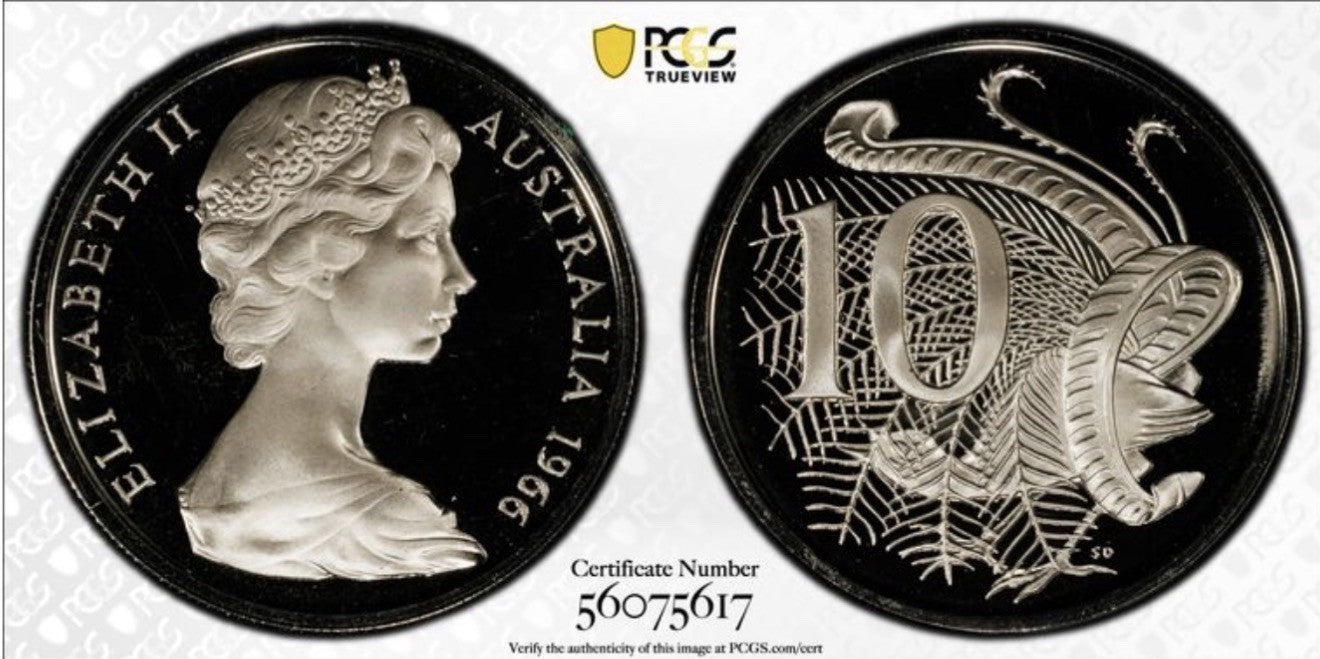 Australia 1966 10c Ten Cents PCGS Graded PR69DCAM Proof Coin