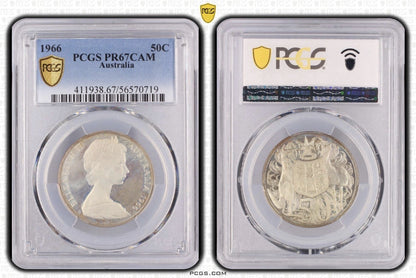 Australia 1966 50c Fifty Cents Silver Proof PCGS Graded PR67CAM FDC