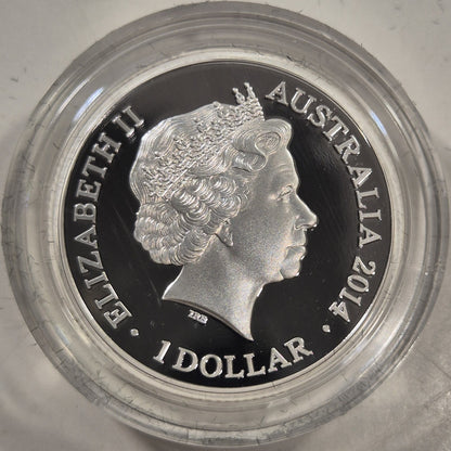 Australia 2014 $1 One Dollar Silver Proof Coin Decimal Effigies In Case/Box
