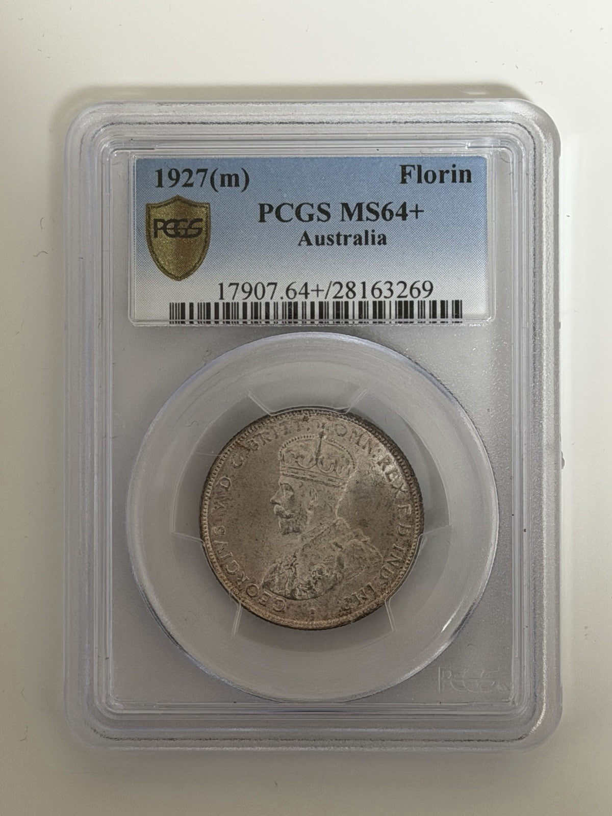 Australia 1927(m) Florin 2/- Two Shillings PCGS Graded MS64+ Plus Silver Coin