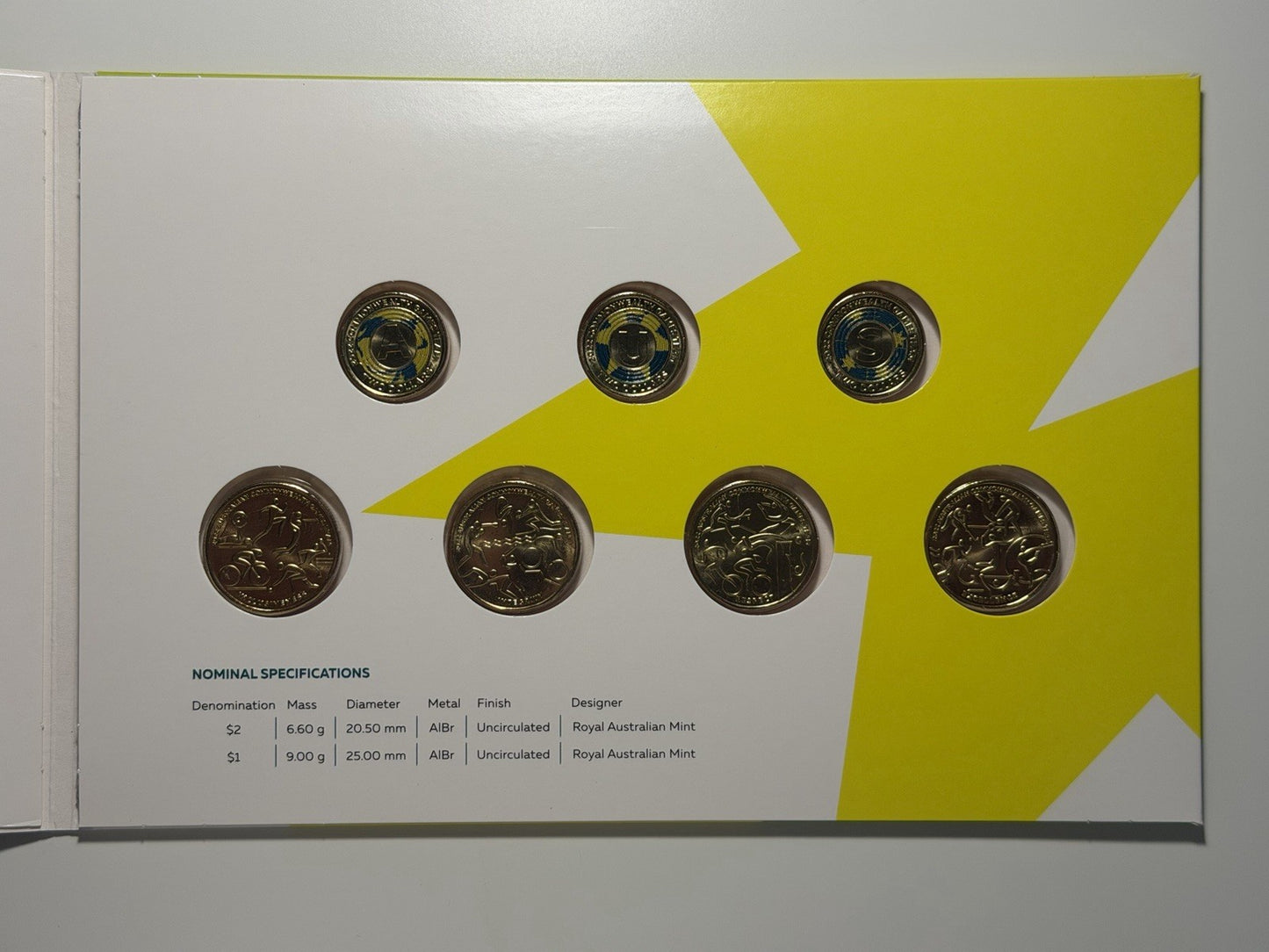 Australia 2022 AUS Commonwealth Games Team $1 & $2 7 Coin Collection UNC Folder
