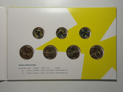 Australia 2022 AUS Commonwealth Games Team $1 & $2 7 Coin Collection UNC Folder
