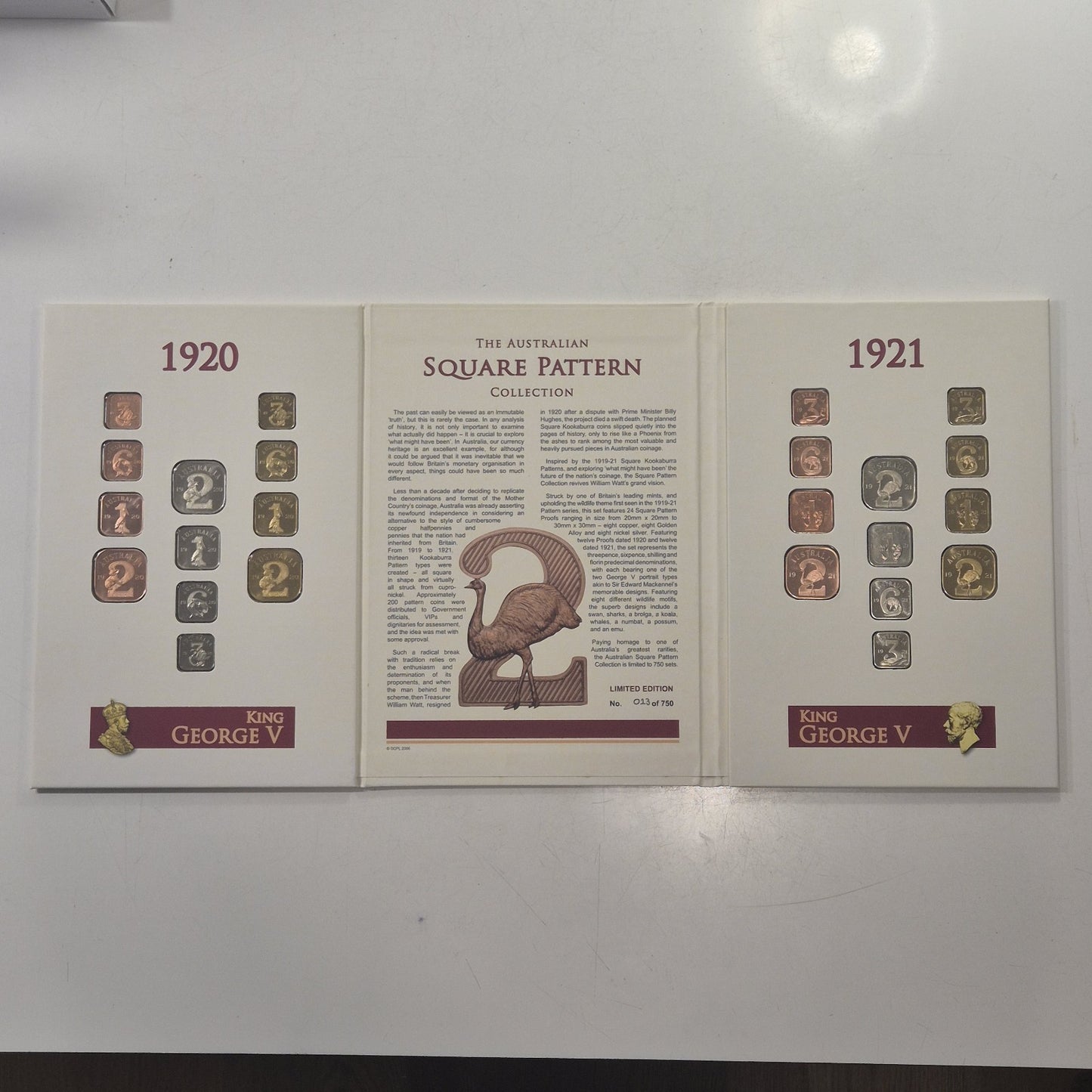 1920 & 1921 The Australian Square Pattern Collection Coin Set 013/750 Downies