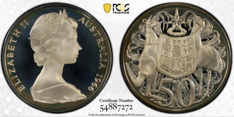 Australia 1966 50c Fifty Cents Silver Proof PCGS Graded PR68DCAM FDC