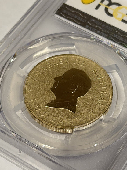 2025-P $1 One Dollar Ngana Nyitting Green Emu PCGS Graded MS69 Coloured Coin